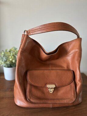 Banana Republic Genuine Leather Hobo Bag Cognac Brown Slouchy Shoulder Bag